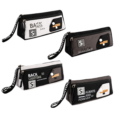 一木林笔袋男孩款双层大容量黑科技潮酷笔袋铅笔盒文具盒高颜值男生帆布笔袋小学生初高中生简约文具2025新款