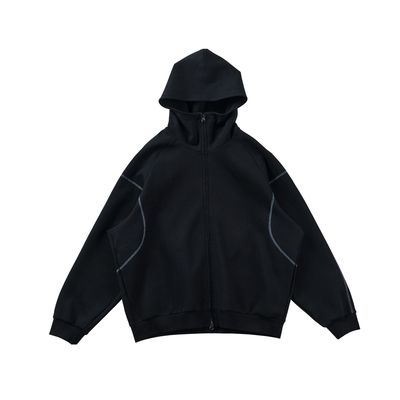 NUMBERSALT25AW老钱风连帽双拉链开衫宽松简约运动卫衣空气层外套