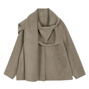 江南双面呢斗篷羊绒大衣女中长款秋冬独特超好看围巾披肩羊毛外套