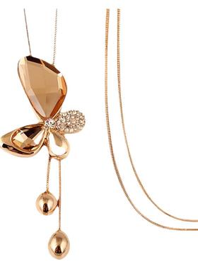 欧美气质百搭水晶蝴蝶女毛衣链