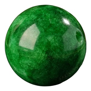 天然翡翠干青散珠铁龙生玉珠帝王祖母绿圆珠手链配件DIY手工编织