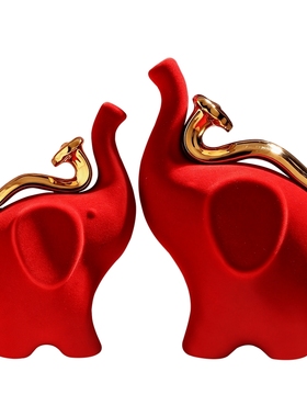 景德镇陶瓷大象摆件新年乔迁礼物