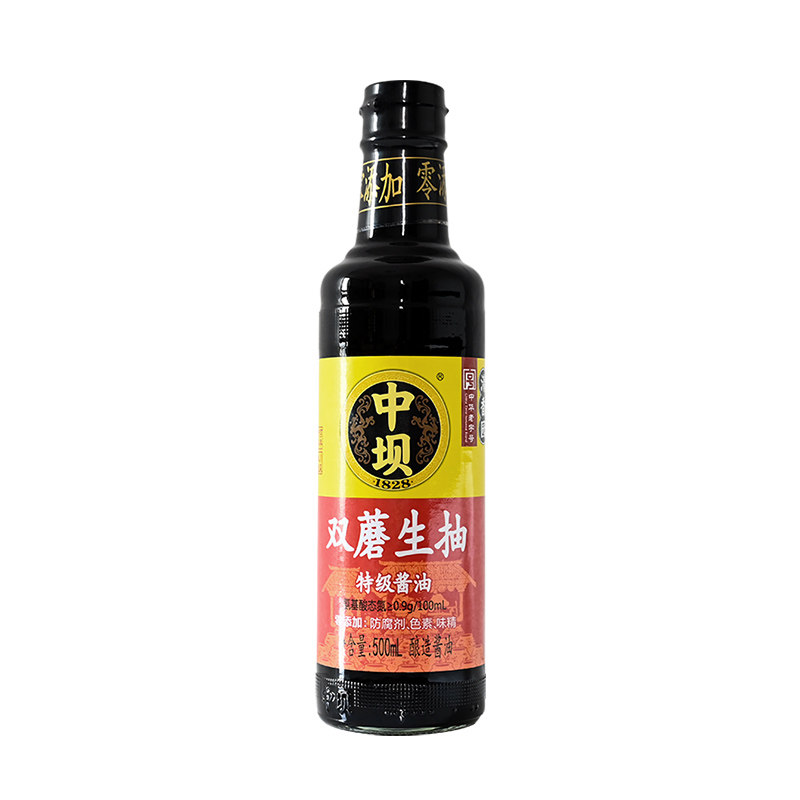 中坝口蘑金标生抽酱油中华老字号500ml特级酿造酱油料炒菜凉拌料
