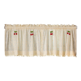 法式田园风碎花雏菊奶油色窗帘女生卧室门帘免打孔魔术贴短帘半帘