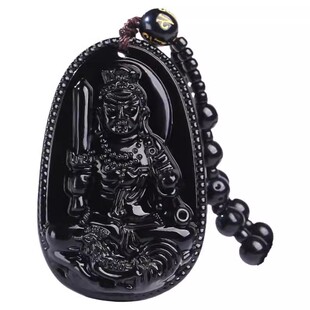 黑曜石本命佛吊坠项链大势至菩萨属马鼠牛兔本命年十二生肖护身符