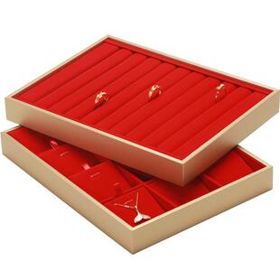 梵华生黄金首饰陈列盘高档红色戒指项链手镯展示托盘珠宝展示道具