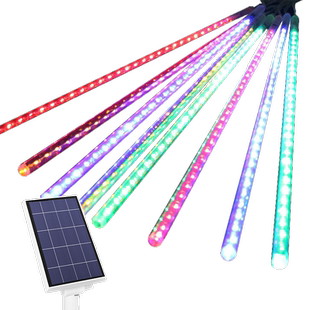 流星雨led灯太阳能灯串七彩户外防水亮化装饰挂树上彩灯树灯装饰