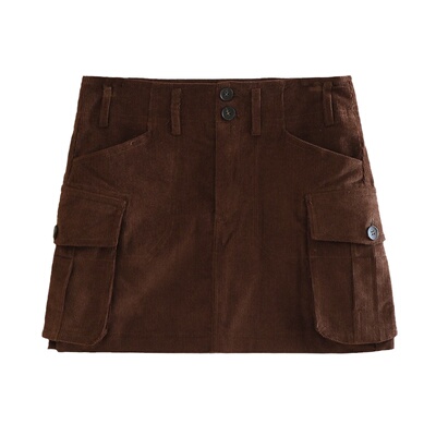 灯芯绒A型半身裙短款时髦有内衬