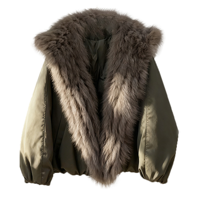 90白鹅绒狐狸毛领羽绒派克服外套