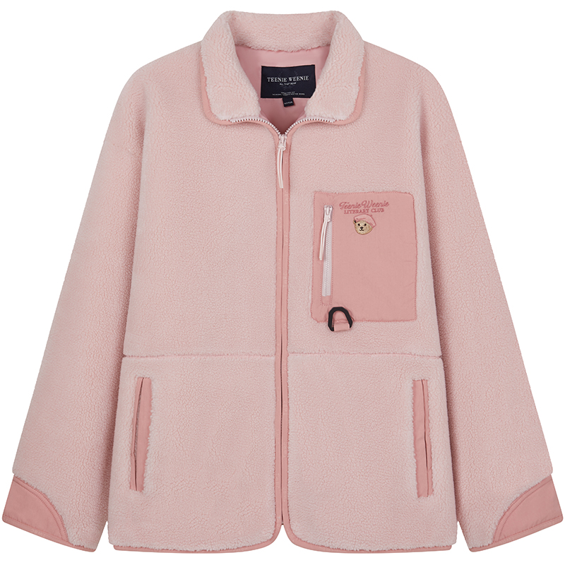 TeenieWeenie小熊女装短外套2025秋季新款温暖舒适加厚摇粒绒上衣