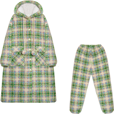 连帽套装冬季珊瑚绒新款加厚保暖