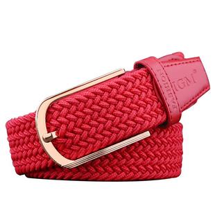 2025本命年红腰带 男女红色编织帆布皮带 百搭牛仔裤弹力裤带