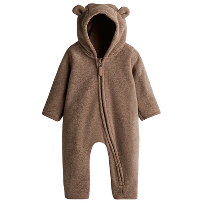 HM童装新生儿男婴女婴连身衣春季连帽柔软连体衣爬服哈衣1131072