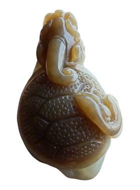 和田玉糖青白玉龙龟蛇四神兽把件