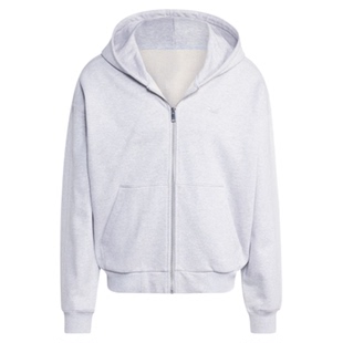 阿迪达斯三叶草男子秋季新款宽松简约百搭拉链连帽夹克外套JW1071