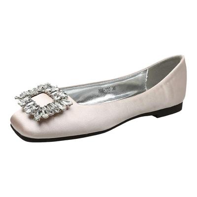 水钻方扣单鞋女2025春季新款