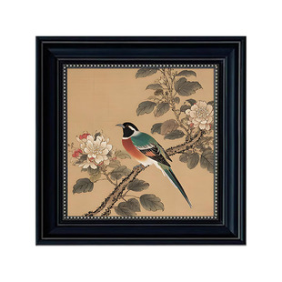 中古风植物花鸟DIY数字油画手工绘涂色高级感客厅沙发背景装饰画