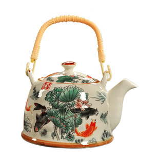 酒店餐厅饭店用陶瓷茶壶带过滤大号提梁单壶家用茶水壶夏季凉水壶