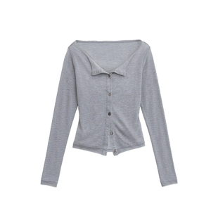 SPEAR YOUTH“拉夫腔调”卷边天丝羊毛大领口修身开衫双色打底