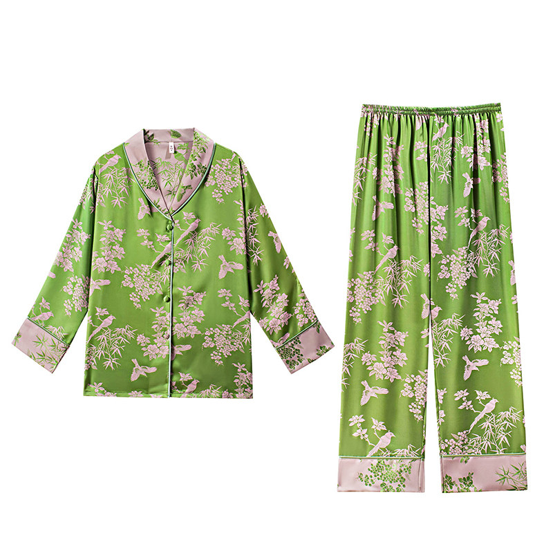 达芬奇密码2025夏新款长袖提花睡衣女家居服两件套装礼盒装送妈妈