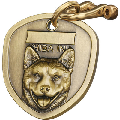 忠犬当家黄铜狗链子狗牌套装定制