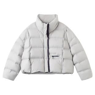 快鱼短款龟背羽绒服女2025年冬季新款休闲百搭防风保暖大立领外套