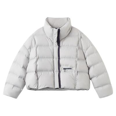 快鱼短款龟背羽绒服女2025年冬季新款休闲百搭防风保暖大立领外套