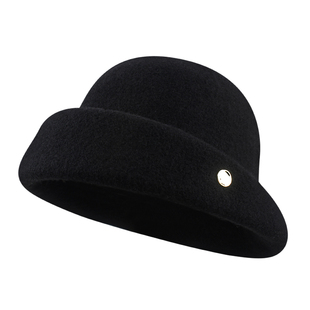 法式赫本风羊毛呢渔夫帽子女秋冬复古气质百搭千金帽优雅盆帽礼帽
