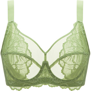 月色大胸显小胸薄款内衣全罩杯聚拢收副乳防下垂超薄大码文胸夏季