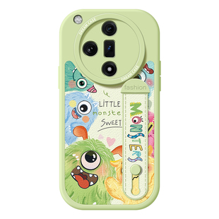 腕带适用oppofindx8pro手机壳女款findx7Ultra保护套findx6/5新款支架oppo防摔x3硅胶全包x8s卡通小怪兽软壳