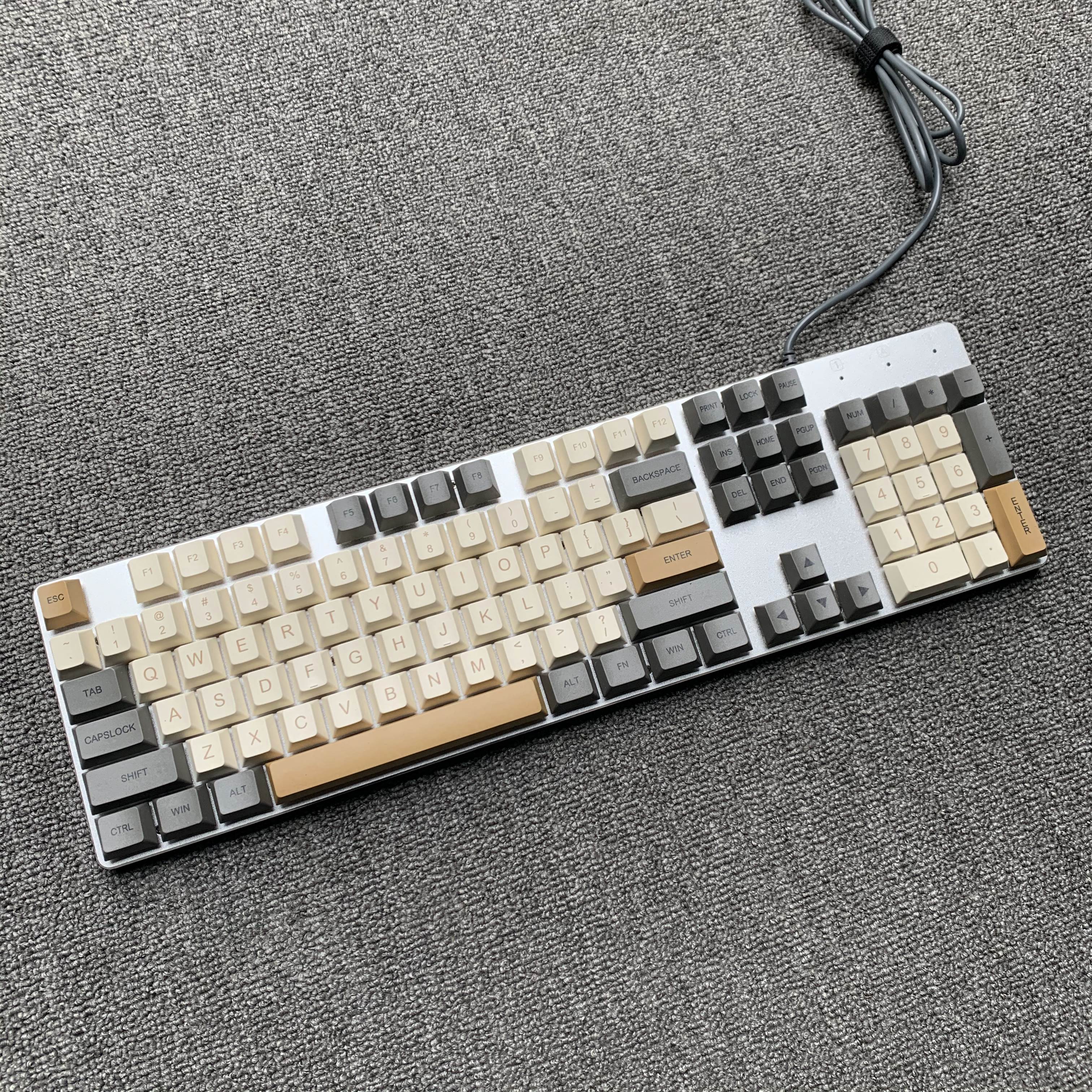 矮轴机械键盘轻薄便携104键办公触发OA打字短键程红轴扁平白色PBT