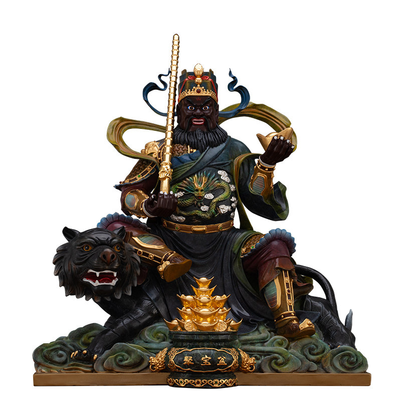 黄铜赵公明武财神家用供奉摆件