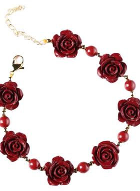 朱砂一路生花手链玫瑰送女友礼物