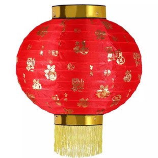 新款红舞蹈道具挂饰折叠元宵花灯结婚户外防水印字广告连串灯笼串