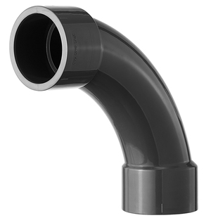 戎生UPVC大月弯透明深灰大弧度PVC管90度弯头慢弯1寸塑料水管接头