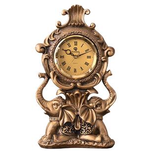 小象时钟客厅摆放大象钟表台式家用座钟欧式复古摆件摆钟轻奢