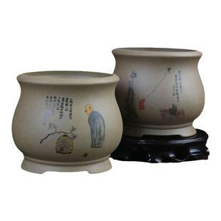 多肉花盆老桩发财树特价清仓创意室内粗陶透气陶瓷盆景小榕树绿植