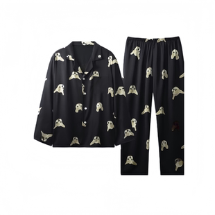 白鹿周深同款真丝睡衣韩版情侣睡衣套装卡通款高级感家居服送闺蜜