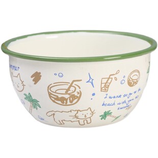 欧丽家珐琅搪瓷饭碗高颜值碗个人搪瓷碗家用儿童汤碗可放烤箱餐具