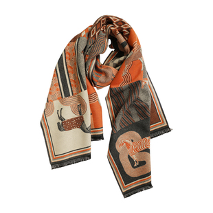 盈妹复古战马围巾女冬季保暖百搭仿羊绒围脖送妈妈外搭两用大披肩