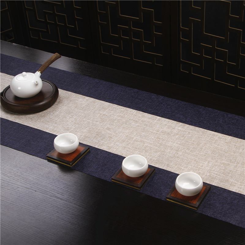 麻纹布防水茶席茶室旗简约家用酒店茶旗桌布桌茶禅意台棉麻中式