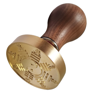 咖啡机压粉器49/51/53/54/58/74mm粉锤创意八卦黄铜模LOGO图定制