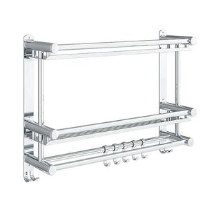 304不锈钢毛巾架浴室浴巾壁挂收纳免打孔卫生间置物架厕所墙上挂