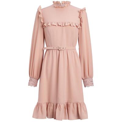 OBEG欧碧倩法式宫廷风甜美连衣裙荷叶边收腰裙子10403013