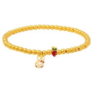 亚一古法金珐琅兔子胡萝卜鎏彩古法手串天真活泼可爱妙趣黄金手饰