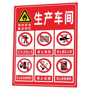 消防安全重点部位警示牌生产车间消防控制室标志牌提示标识牌定做
