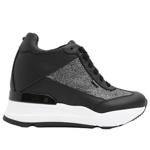 Ruco Line如卡莱意大利时尚亮片拼色内增高真皮休闲鞋女9cm增高鞋