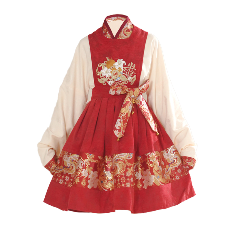 织尚御司[日进斗金]原创汉服女织金刺绣罩裙短袄汉元素拜年服秋冬