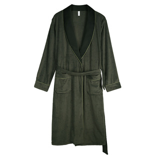 轩靓海岛绒睡袍男秋冬季加绒加厚珊瑚绒睡衣高级感浴袍大码家居服