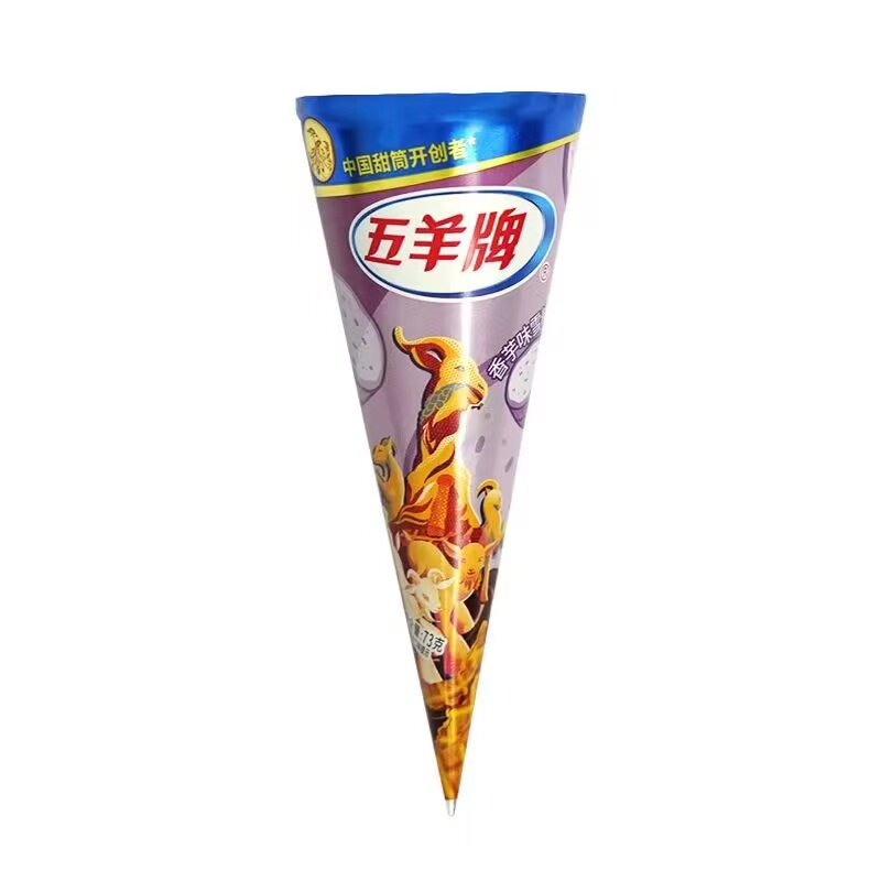 五羊脆皮甜筒雪糕枇发批整箱网红冰淇淋激凌多种口味榴莲可可菠萝